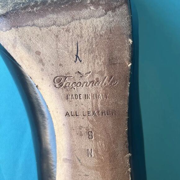 Faconnable Women's Black Patent Leather Peep Open Toe All Leather Italy Size 8 N - Picture 5 of 7